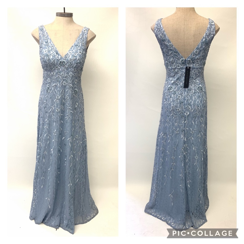 Aidan Mattox Prussian Blue Lace Prom or Mother of Bride column dress